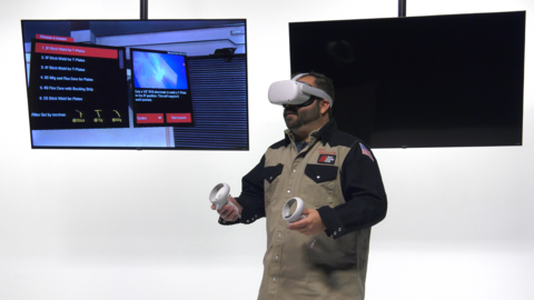 Tulsa Welding School instructor experiencing virtual reality training program called OcuWeld. (Photo: Business Wire)