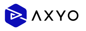 Axyo logo, name on the side, transparent - for light bg