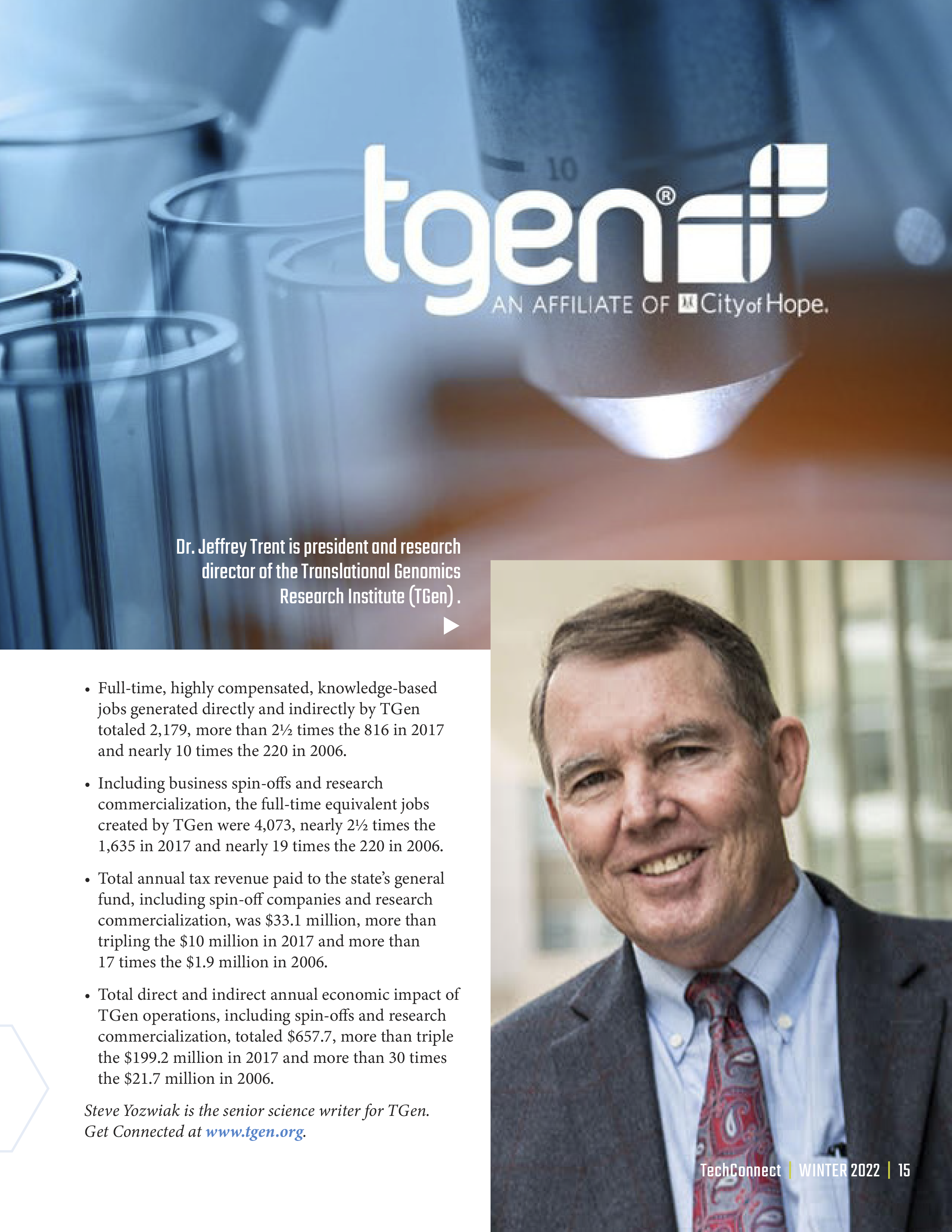 TechConnect Magazine Winter 2022 TGen’s annual economic impact